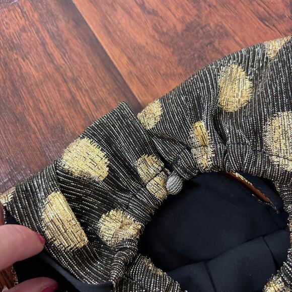 Anthro Sunday in Brooklyn Confetti Metallic Gold Swiss Dot Halter Midi Dress M - Picture 6 of 12